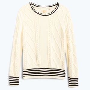 EUC Barbour Melita knit sweater, cream with black striped detail, size 8.